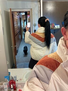 Wishlist Cream Puffer Jacket with Neutral Trim